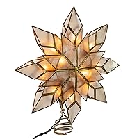 Kurt Adler 8.5-Inch Capiz Star Tree Topper with 10 Clear Lights and 1 Spare Bulb