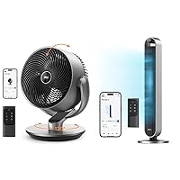 Dreo Smart Fans for Bedroom, 11 Inch, 25dB Quiet DC Room Fan with Remote, 120°+90° Oscillating Fan & Tower Fan 42 Inch Pilot Max, 2023 Upgraded Smart Fans for home