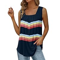 Summer Shirts for Women Classic Retro Striped Tank Tops Casual Loose Fit Stretch Cool Tank Tops for Sport