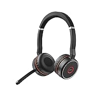 Jabra Evolve 75 UC Stereo Wireless Bluetooth Headset/Music Headphones Including Link 370 (U.S. Retail Packaging), Black
