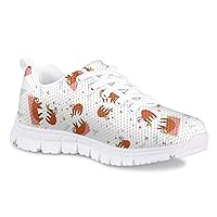 Girls Shoes Mesh Tennis Sneakers Lightweight Non-Slip Gym Running Shoes for Toddler Kids White Sole