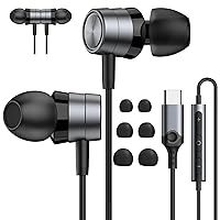 ENVEL USB C Wired-Earbuds in-Ear-Headphones-with-Microphone, HiFi Stereo, Noise Isolation, Lightweight, S/M/L Ear Bud Tips, Tangle-Free, Compatible with iPhone 15 Galaxy S24 23 Pixel 8 7