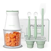 Momcozy Baby Food Maker, Baby Food Processor Gift Set for Baby Food, Meat, Vegetable, Fruit, Baby Food Blender with Baby Food Containers, Food Freezer Tray, Silicone Spoons, Spatula，White