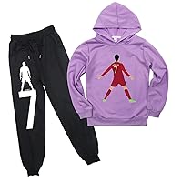 Teen Football Star Pullover Hoodies and Jogger Pants 2 Piece Sweatsuit-Casual Hoodies Tops for Boy,Girl