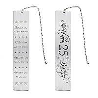 25th Birthday Gifts Card for Women Men, Happy 25 Year Old Birthday Bookmark Gift for Her Him, Personalised 25 Birthday Presents Decorations