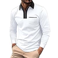 Quarter Zipper Polos Shirts for Men Sun UV Protection Long Sleeve Golf Shirts Collared Business Office Work Slim Fit T-Shirts