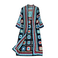 Summer Holiday Beach Long Cardigans Spring Floral Knit Cardigan Streetwear Loose Hollow Out Overcoat