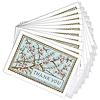 Cherry Blossoms Thank You Blank Note Greeting Cards | 20 Pack Bulk Set + 20 Envelopes (4X6)