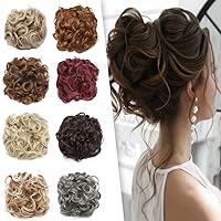 Messy Curly Combs Hair Bun Easy Stretch Dish Hair Chignon Extensions Clip in Updo Hairpiece Ponytail Scrunchy for Women 95g Bleach Blonde
