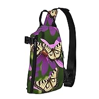 Butterfly With Yellow Flower Crossbody Backpack, Multifunctional Shoulder Bag With Straps