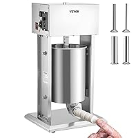 VEVOR 304 Vertical Electric Adjustable Speed Stainless Steel Heavy Duty Sausage Filler Meat Stuffer, 22LBS/10L Capacity, Silver