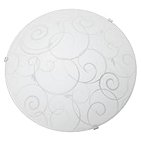 Simple Designs FM3000-WHT Round Flushmount Flush Ceiling Light with Scroll Swirl Design, White