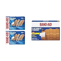 Band-Aid Brand Flexible Fabric Adhesive Bandages for Comfortable Flexible Protection, Twin Pack, 2 x 100 ct & Brand Flexible Fabric Adhesive Bandages for Wound Care and First Aid, All One Size