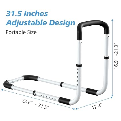 Bed Rail - Bed Rails for Elderly Adults - Medical Bed Support Bar Mobility Assistant with Free Storage Bag and Fixing Strap, Fit King, Queen, Full, Twin, Medium