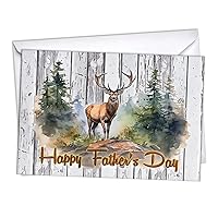 Buck Deer Hunter Father's Day Card, Father's Day Card for Husband | 1 Pack Single + 1 Envelope (5x7)