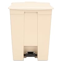 Rubbermaid Commercial Products Step-On Lid Trash Can, 18-Gallon, Beige, Hands-Free Sanitary Use Garbage Can for Medical Waste in Hospitals/Lab/Emergency/Patient Rooms