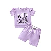 Douhoow Baby Girl Short Sets Wild Girl Letters T-shirt with Shorts Baby Girl Summer Clothes Toddler Girl Outfits