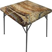 Marble Tablecloth, Onyx Stone Surface Pattern, Elastic Edge, Suitable for Table Decoration, Buffet and Camping, Fit for 55