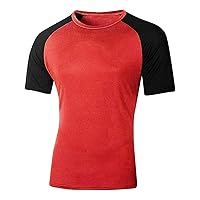 Mens Short Sleeve Workout T Shirt Casual Basic Crew Neck Baseball Shirts Lightweight Slim Fit Vintage Raglan Tee