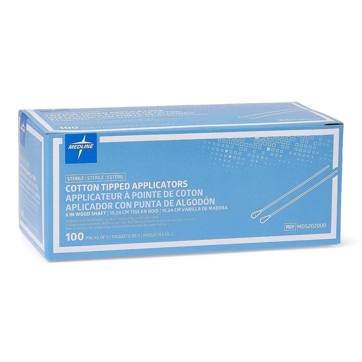 Medline Sterile Cotton-Tipped Wood Applicator, 6