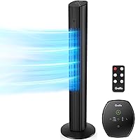 Grelife 36'' Tower Fan with Remote, 80° Oscillating Fan, Bladeless 3 Modes, Speeds, LED Display Auto Off, Quiet Cooling 12H Timer for Bedroom Living Room Office, Black