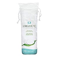 100% Organic Cotton Rounds - Biodegradable Cotton, Chemical Free, For Sensitive Skin (70 Count) - Daily Cosmetics. Beauty and Personal Care