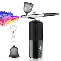 2024 New Portable Airbrush Kit Machine with Compressor, 32PSI High Pressure Rechargeable Handheld Airbrush, Professional Cordless Airbrush for Nail Art, Makeup, Barber, Cake Decor, Painting (Black)