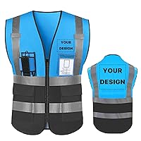High Reflective Visibility Safety Vest with Pockets and Zipper Custom Your Logo Safety Workwear