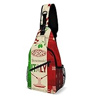 Italian Food Spots Map Flag Crossbody Bag Over Shoulder Sling Backpack Casual Cross Chest Side Pouch