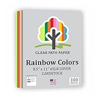 Mixed Rainbow Cardstock - 65Lb Cover - 8.5 x 11 inch - 100 Sheets - Clear Path Paper