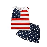 2t Boys Dress Clothes Toddler Kids Boys Girls 4thOf July Short Sleeve Independence Day Star Fall (Blue, 3-6 Months)