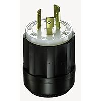 Leviton 2361 20 Amp, 125/250 Volt, NEMA L10-20P, 3P, 3W, Locking Plug, Industrial Grade, Non-Grounding - Black-White