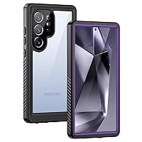 Lanhiem for Samsung Galaxy S24 Ultra Case, IP68 Waterproof Dustproof, Built-in Screen Protector, Rugged Full Body Shockproof Protective Cover for Galaxy S24 Ultra 5G 6.8 Inch, Purple/Clear