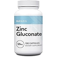 Nui Nutra Zinc Gluconate Supplement | 50mg | 100 Capsules