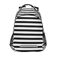Elementary School Backpack Black White Stripe Kid Bookbags for Boys Girl Ages 5 to 12