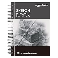DSTELIN Blank Spiral Notebook, 2-Pack, Soft Cover, Sketch Book, 100 Pages /  50 Sheets, 7.5 inch x 5.1 inch, 100GSM, (Black)