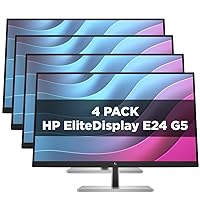 HP EliteDisplay E24 G5 24 Inch Office Monitor Full HD, Blue Light Filter, HDMI,VGA,DisplayPort Mountable Vesa - 4 Pack