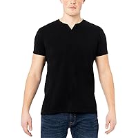 X RAY Men's Notch T-Shirt, Soft Cotton Short Sleeve Slim Fit Basic Split V Neck T Shirts for Men