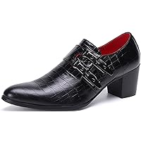 Pointed Toe Slip-on Double Monk Strap Leather Casual Plaid Loafer for Men Party Fashion Ballroom Business Wedding Western Cowboy