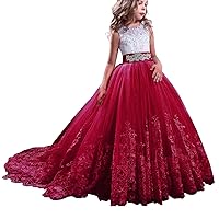 NNJXD Girls Princess Lilac Pageant Long Dress Kids Tulle Prom Ball Gowns