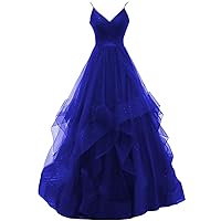 Women's Glitter Prom Dresses Long 2021 V-Neck Formal Evening Gown