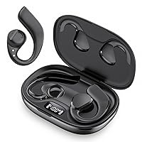 Open Ear Headphones, Open Ear True Wireless Earbuds Bluetooth 5.3, Wireless Sports Earbuds with Earhooks, 60H Playtime, Charging Case & LED Display, Waterproof Earbuds for Running Workout