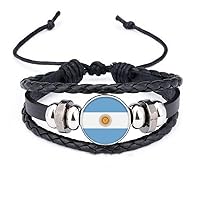 Argentina National Flag South America Country Bracelet Braided Leather Woven Rope Wristband