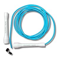 Elevate Rope Professional Speed Rope - 3m Adjustable Skipping rope, 5mm PVC with Nylon Core for Cardio, Double Unders & Crossfit - Durable Jump Rope Used for Indoor/Outdoor Training. (Blue Aqua)