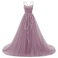 Elegant Lace Prom Dresses Long Spaghetti Straps Corset Formal Evening Dress for Women Ball Gown Party