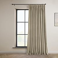 HPD Half Price Drapes Heritage Plush Velvet Curtains 108 Inches Long Room Darkening Curtains for Bedroom & Living Room 100W x 108L, (1 Panel), Light Beige