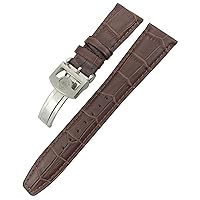 Cowhide Watchband 20mm 21mm 22mm Fit for IWC Portuguese Portofino Pilot Black Blue Genuine Leather Watch Strap Spherical Buckle (Color : Brown, Size : 20mm)