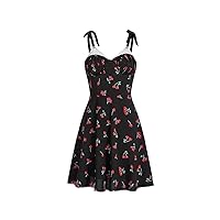 Women's Dresses Cherry Print Ruched Bust Tie Shoulder Cami Dress - Spaghetti Strap Sleeveless Mini Dress Dress for Women