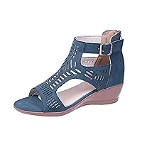 Sandals for Women Ladies Fashion Peep Toe Causal Shoes Hollow Out Wedges Sandals