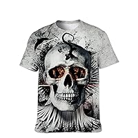 Unisex T-Shirt Cool-Novelty Graphic-Tees Funny-Vintage Short-Sleeve Hip Hop: Sugar Skull Print New Pattern Clothing Mens Gift